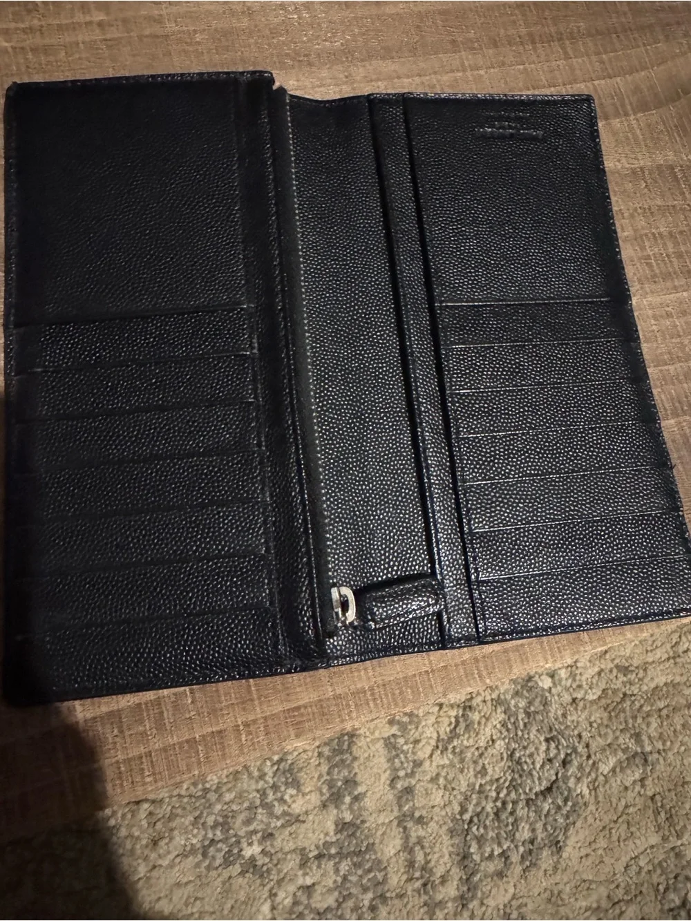 Authentic Saint Laurent Paris Grain de Poudre Leather Long Wallet ✨